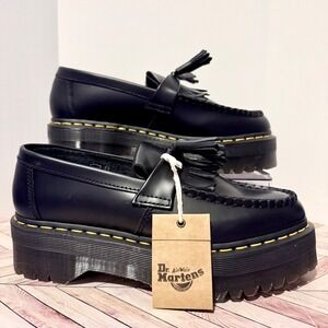 Dr Martens Adrian Quad Black Tassel Platform Loafers M 7 L 8 Kiltie Academia